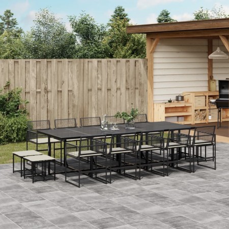 Set comedor de jardín con cojines 15 pzas ratán sintético negro de , Conjuntos de jardín - Ref: Foro24-3295031, Precio: 894,2...
