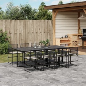 Set de comedor de jardín 9 pzas y cojines ratán sintético negro de , Conjuntos de jardín - Ref: Foro24-3295025, Precio: 616,4...