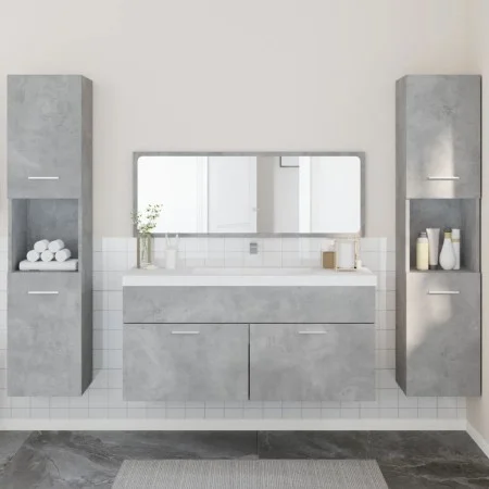 Juego muebles de baño 4 pzas madera contrachapada gris hormigón de , Muebles de baño - Ref: Foro24-3308539, Precio: 221,28 €,...