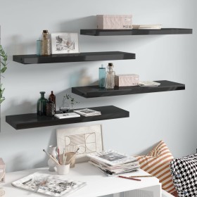 Estantes flotantes pared 4 uds negro brillo MDF 80x23,5x3,8 cm de vidaXL, Estantes y estanterías - Ref: Foro24-323774, Precio...