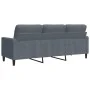 Dreisitzer-Sofa aus dunkelgrauem Samt, 180 cm von , Sofas - Ref: Foro24-4007635, Preis: 253,56 €, Rabatt: %