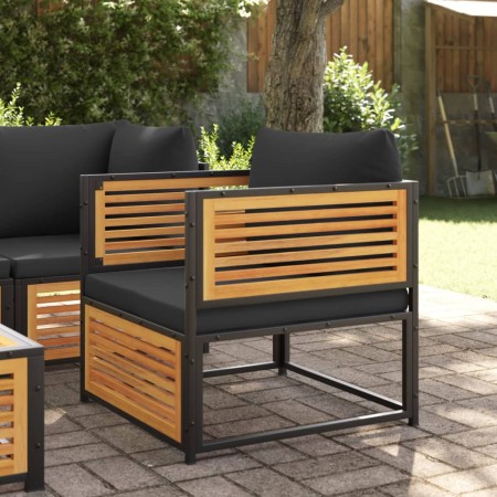 Sillón de jardín con cojines madera maciza de acacia de , Sofás modulares de exterior - Ref: Foro24-367641, Precio: 156,95 €,...