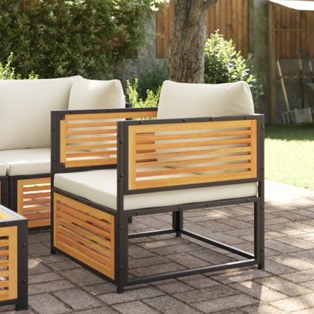 Sillón de jardín con cojines madera maciza de acacia de , Sofás modulares de exterior - Ref: Foro24-367648, Precio: 156,40 €,...