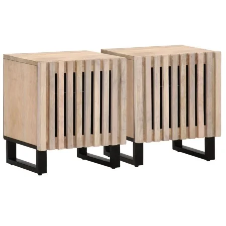 Mesitas de noche 2 uds madera de mango blanqueado 40x34x46 cm de , Mesitas de noche - Ref: Foro24-377423, Precio: 74,08 €, De...