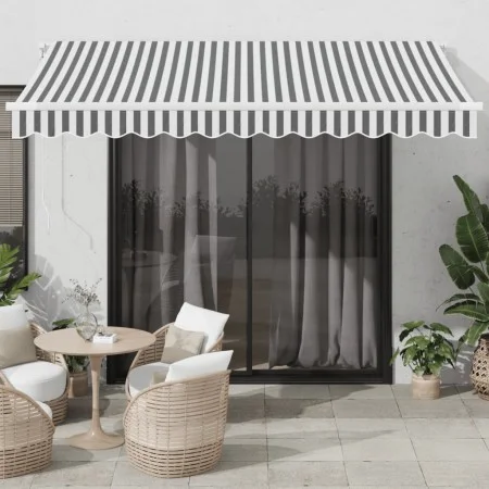 Toldo retráctil manual gris antracita y blanco 350x250 cm de , Toldos - Ref: Foro24-3216036, Precio: 446,27 €, Descuento: %