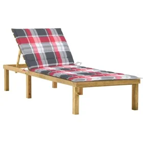 Liegestuhl mit kariertem Kissen aus imprägniertem Kiefernholz. von , Liegen - Ref: Foro24-3065862, Preis: 134,25 €, Rabatt: %