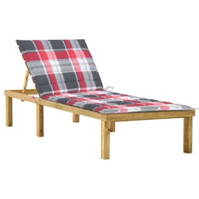 Tumbona con cojín estampado de cuadros madera pino impregnada de , Tumbonas - Ref: Foro24-3065862, Precio: 139,44 €, Descuent...