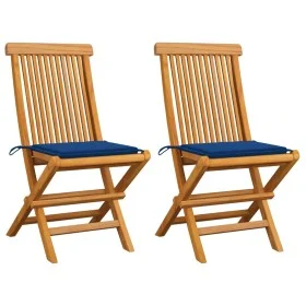 Sillas de jardín 2 uds con cojines azul real madera de teca de , Sillas de jardín - Ref: Foro24-3062470, Precio: 145,08 €, De...