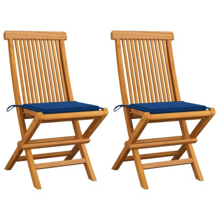 Sillas de jardín 2 uds con cojines azul real madera de teca de , Sillas de jardín - Ref: Foro24-3062470, Precio: 143,55 €, De...