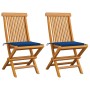 Sillas de jardín 2 uds con cojines azul real madera de teca de , Sillas de jardín - Ref: Foro24-3062470, Precio: 143,55 €, De...