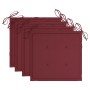 Sillas de jardín 4 uds con cojines rojo tinto madera de teca de , Sillas de jardín - Ref: Foro24-3062577, Precio: 254,73 €, D...
