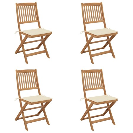 Sillas de jardín plegables 4 uds y cojines madera maciza acacia de , Sillas de jardín - Ref: Foro24-3064673, Precio: 212,23 €...