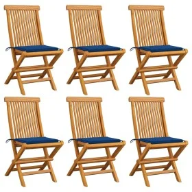 Sillas de jardín 6 uds con cojines azul real madera de teca de , Sillas de jardín - Ref: Foro24-3065600, Precio: 379,02 €, De...
