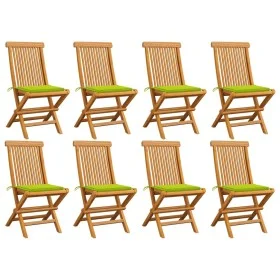 Sillas de jardín 8 uds teca maciza con cojines verde brillante de , Sillas de jardín - Ref: Foro24-3072928, Precio: 505,25 €,...