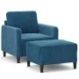 Sillón con taburete terciopelo azul 60 cm de , Sofás - Ref: Foro24-3201173, Precio: 208,29 €, Descuento: %