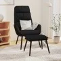 Sillón de relax con taburete de tela y cuero sintético negro de , Sillones - Ref: Foro24-3097511, Precio: 128,70 €, Descuento: %