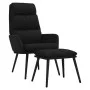 Sillón de relax con taburete de tela y cuero sintético negro de , Sillones - Ref: Foro24-3097511, Precio: 128,70 €, Descuento: %