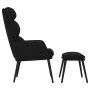 Sillón de relax con taburete de tela y cuero sintético negro de , Sillones - Ref: Foro24-3097511, Precio: 128,70 €, Descuento: %