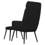 Sillón de relax con taburete de tela y cuero sintético negro de , Sillones - Ref: Foro24-3097511, Precio: 128,70 €, Descuento: %