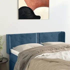 Dunkelblauer Samtkopfteil 147x16x78/88 cm von , Kopf- und Fußteile - Ref: Foro24-3118680, Preis: 66,19 €, Rabatt: %