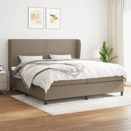 Box spring bed with gray taupe fabric mattress 200x200 cm by , Beds and slatted bases - Ref: Foro24-3127913, Price: 683,93 €,...