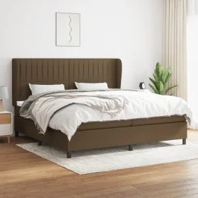 Cama box spring con colchón tela marrón oscuro 200x200 cm de , Camas y somieres - Ref: Foro24-3128152, Precio: 668,20 €, Desc...