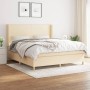 Cama box spring con colchón tela color crema 180x200 cm de , Camas y somieres - Ref: Foro24-3131854, Precio: 665,80 €, Descue...