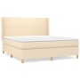 Cama box spring con colchón tela color crema 180x200 cm de , Camas y somieres - Ref: Foro24-3131854, Precio: 665,80 €, Descue...