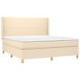 Cama box spring con colchón tela color crema 180x200 cm de , Camas y somieres - Ref: Foro24-3131854, Precio: 665,80 €, Descue...