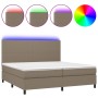Cama box spring colchón y luces LED tela gris taupe 200x200 cm de , Camas y somieres - Ref: Foro24-3134745, Precio: 714,35 €,...