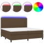 Cama box spring colchón luces LED tela marrón oscuro 200x200 cm de , Camas y somieres - Ref: Foro24-3135064, Precio: 652,72 €...