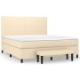 Cama box spring con colchón tela color crema 160x200 cm de , Camas y somieres - Ref: Foro24-3136450, Precio: 626,61 €, Descue...