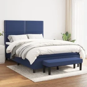 Cama box spring con colchón tela azul 140x190 cm de , Camas y somieres - Ref: Foro24-3136515, Precio: 520,02 €, Descuento: %