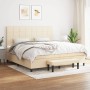Cama box spring con colchón tela color crema 200x200 cm de , Camas y somieres - Ref: Foro24-3136626, Precio: 678,01 €, Descue...