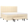 Cama box spring con colchón tela color crema 200x200 cm de , Camas y somieres - Ref: Foro24-3136626, Precio: 678,01 €, Descue...