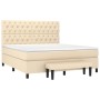 Cama box spring con colchón tela color crema 160x200 cm de , Camas y somieres - Ref: Foro24-3136850, Precio: 661,37 €, Descue...