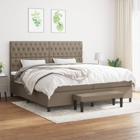 Cama box spring con colchón tela gris taupe 200x200 cm de , Camas y somieres - Ref: Foro24-3136865, Precio: 850,76 €, Descuen...