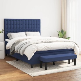Cama box spring con colchón tela azul 140x190 cm de , Camas y somieres - Ref: Foro24-3136915, Precio: 544,90 €, Descuento: %