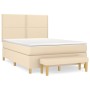 Cama box spring con colchón tela color crema 140x200 cm de , Camas y somieres - Ref: Foro24-3137082, Precio: 533,31 €, Descue...