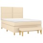 Cama box spring con colchón tela color crema 140x200 cm de , Camas y somieres - Ref: Foro24-3137082, Precio: 533,31 €, Descue...