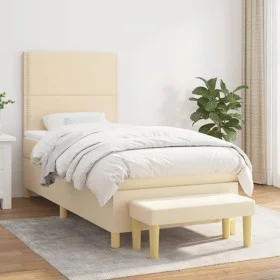 Box spring bed with cream-colored fabric mattress 90x190 cm by , Beds and slatted bases - Ref: Foro24-3137042, Price: 357,57 ...