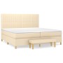 Cama box spring con colchón tela color crema 200x200 cm de , Camas y somieres - Ref: Foro24-3137346, Precio: 716,38 €, Descue...