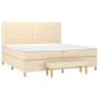 Cama box spring con colchón tela color crema 200x200 cm de , Camas y somieres - Ref: Foro24-3137346, Precio: 716,38 €, Descue...