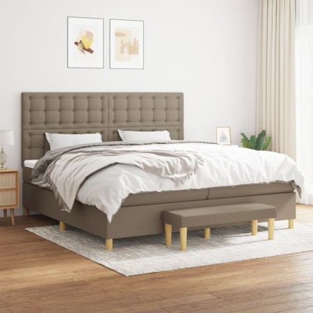 Cama box spring con colchón tela gris taupe 200x200 cm de , Camas y somieres - Ref: Foro24-3137505, Precio: 855,92 €, Descuen...