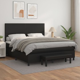 Cama box spring con colchón cuero sintético negro 160x200 cm de , Camas y somieres - Ref: Foro24-3137551, Precio: 633,60 €, D...