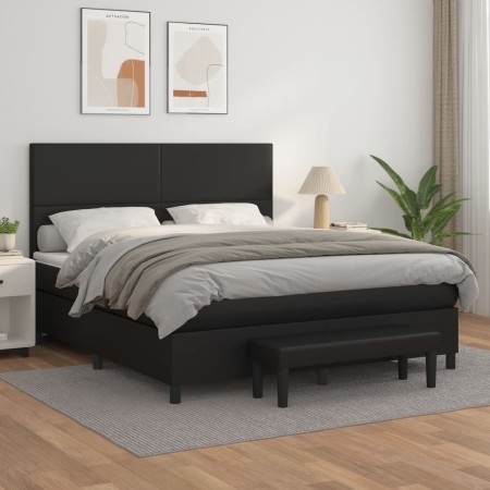 Cama box spring con colchón cuero sintético negro 160x200 cm de , Camas y somieres - Ref: Foro24-3137551, Precio: 633,60 €, D...