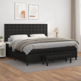 Cama box spring con colchón cuero sintético negro 200x200 cm de , Camas y somieres - Ref: Foro24-3137683, Precio: 710,03 €, D...