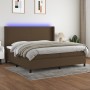 Cama box spring colchón luces LED tela marrón oscuro 200x200 cm de , Camas y somieres - Ref: Foro24-3138184, Precio: 669,31 €...