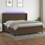 Box spring bed with LED lights, dark brown fabric mattress, 200x200 cm. by , Beds and slatted bases - Ref: Foro24-3138504, Pr...