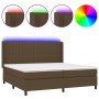 Cama box spring colchón luces LED tela marrón oscuro 200x200 cm de , Camas y somieres - Ref: Foro24-3138504, Precio: 669,80 €...